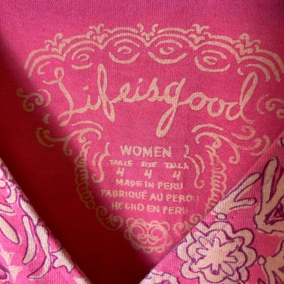 Life Is Good Orange Geo Print Sleeveless Surplice V-Neck Active Mini Dress Sz 4 - Picture 5 of 11